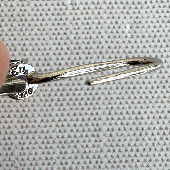 Sterling Silver Drop Earrings With Amethyst Stones For Pierced Ears 1" - Picture 8 of 11